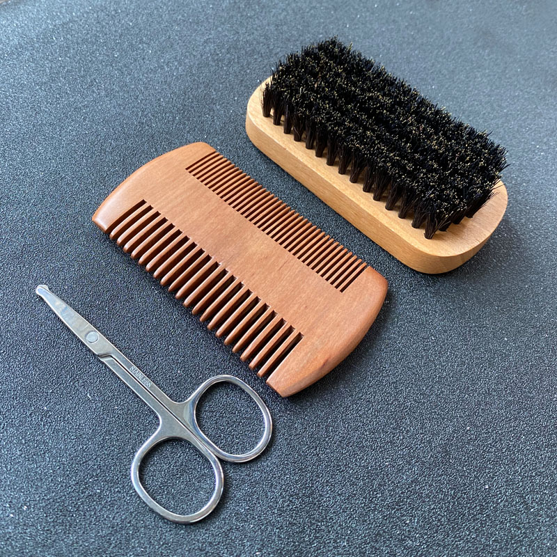 Mens Grooming Kit Bag - مجموعة العناية باللحية للرجال، فرشاة لحية،