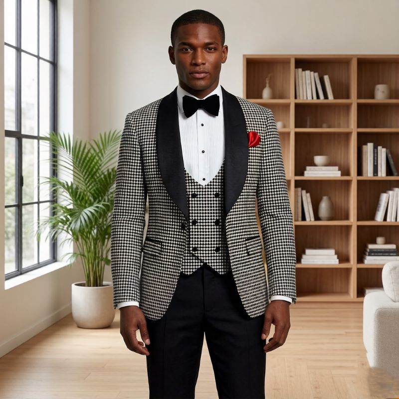 بدلات رجالية منقوشة بنقشة هاون - مراجعة Men'S Grooming Awards وسعره
